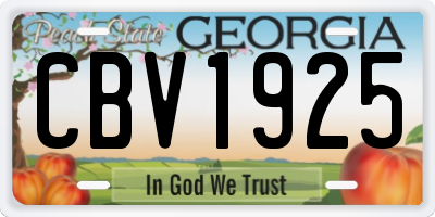 GA license plate CBV1925