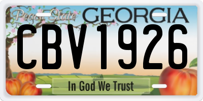GA license plate CBV1926