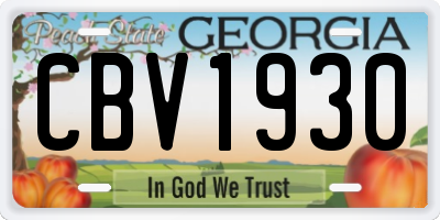 GA license plate CBV1930