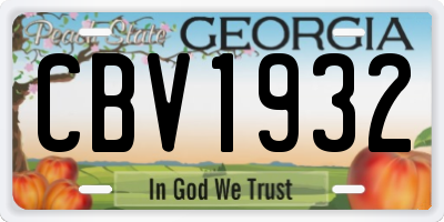 GA license plate CBV1932