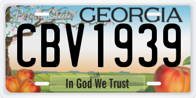 GA license plate CBV1939