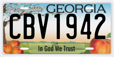 GA license plate CBV1942