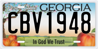GA license plate CBV1948