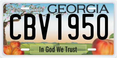 GA license plate CBV1950