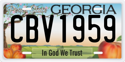 GA license plate CBV1959