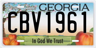 GA license plate CBV1961