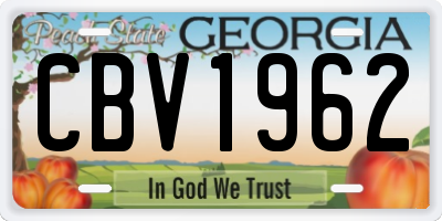 GA license plate CBV1962