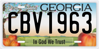 GA license plate CBV1963