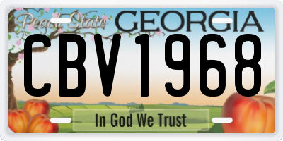 GA license plate CBV1968