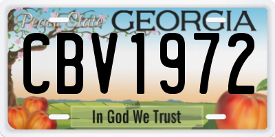GA license plate CBV1972