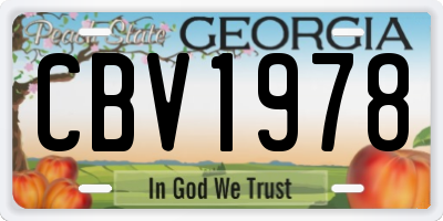 GA license plate CBV1978