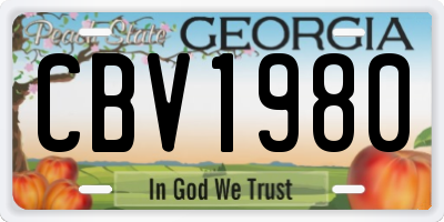 GA license plate CBV1980