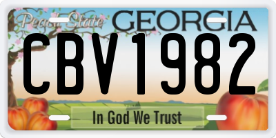 GA license plate CBV1982