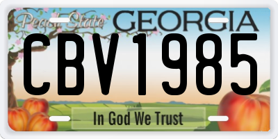 GA license plate CBV1985