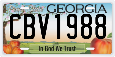 GA license plate CBV1988