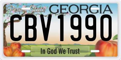 GA license plate CBV1990