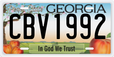 GA license plate CBV1992