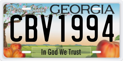 GA license plate CBV1994