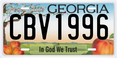 GA license plate CBV1996