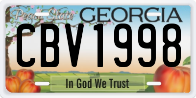 GA license plate CBV1998