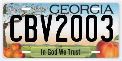 GA license plate CBV2003