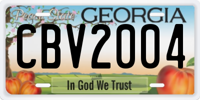 GA license plate CBV2004