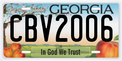 GA license plate CBV2006
