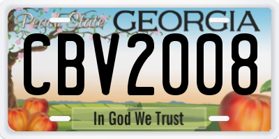 GA license plate CBV2008