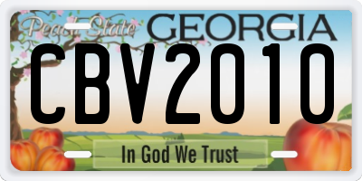 GA license plate CBV2010