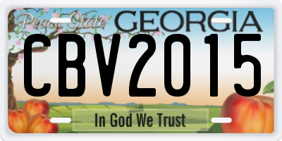 GA license plate CBV2015