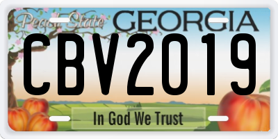 GA license plate CBV2019