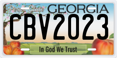 GA license plate CBV2023