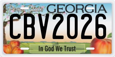 GA license plate CBV2026