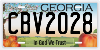 GA license plate CBV2028