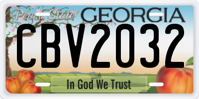 GA license plate CBV2032