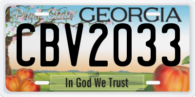 GA license plate CBV2033