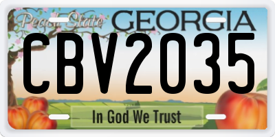 GA license plate CBV2035