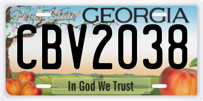 GA license plate CBV2038
