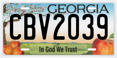 GA license plate CBV2039
