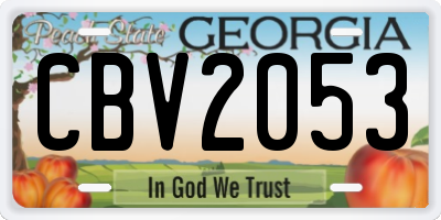 GA license plate CBV2053