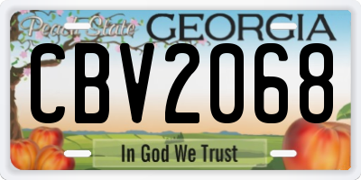 GA license plate CBV2068