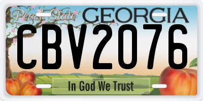 GA license plate CBV2076
