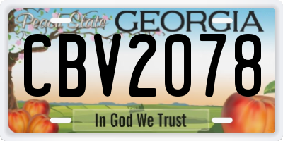 GA license plate CBV2078