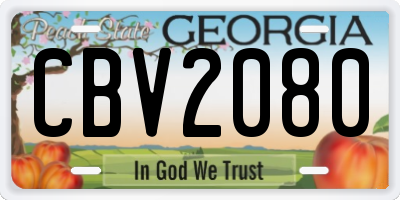GA license plate CBV2080