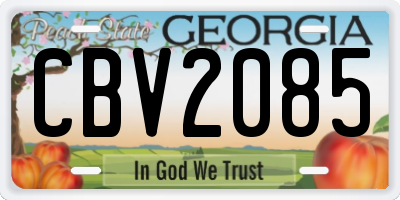 GA license plate CBV2085