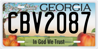 GA license plate CBV2087