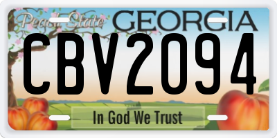 GA license plate CBV2094