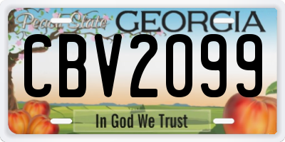 GA license plate CBV2099