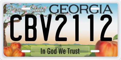 GA license plate CBV2112