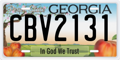 GA license plate CBV2131